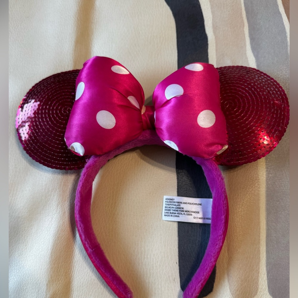 Disney Minnie Ears Pink Sequin Headband